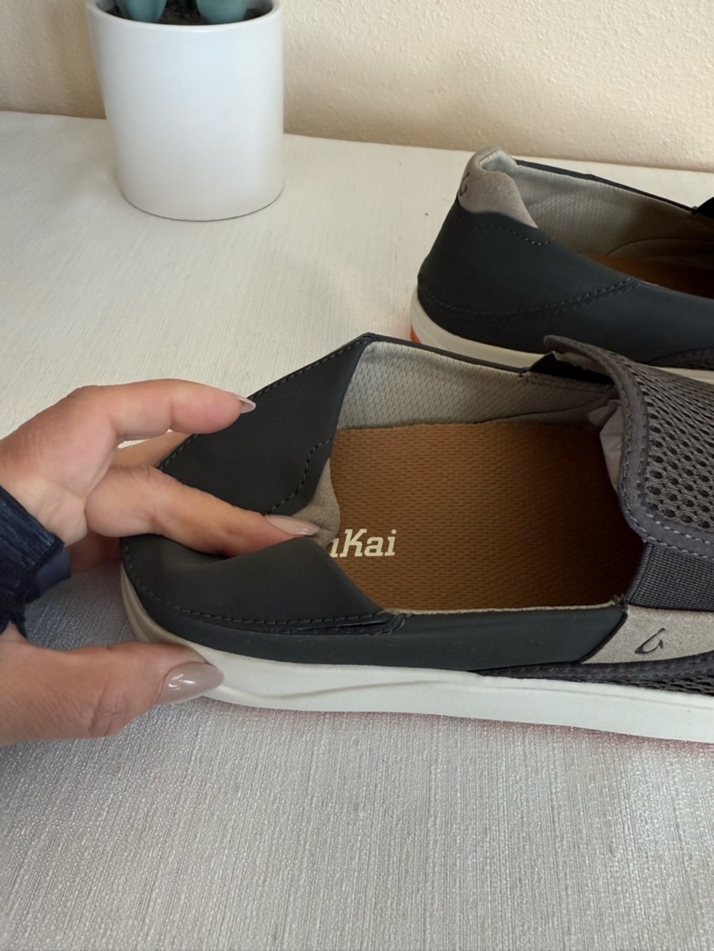 Olukai Lae’Ahi Men's Slip-On Mesh Casual Shoes - Charcoal - Picture 11 of 14